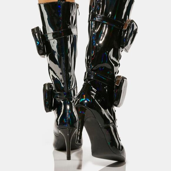 ALL THAT SHIMMER SHINES FROM THE FUTURE HEELED BOOTS ( BRAND NEW !!!! ) BLACK - Picture 3 of 6